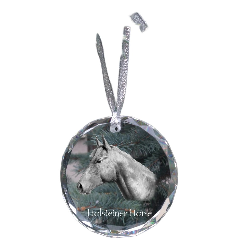 Holsteiner Horse - crystal bauble with a photo, horse photo in crystal, personalized Christmas tree ornament by Art-Dog brand