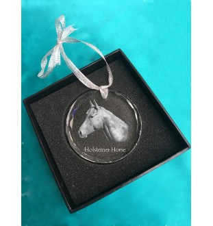 Holsteiner Horse - crystal bauble with a photo, horse photo in crystal, personalized Christmas tree ornament by Art-Dog brand