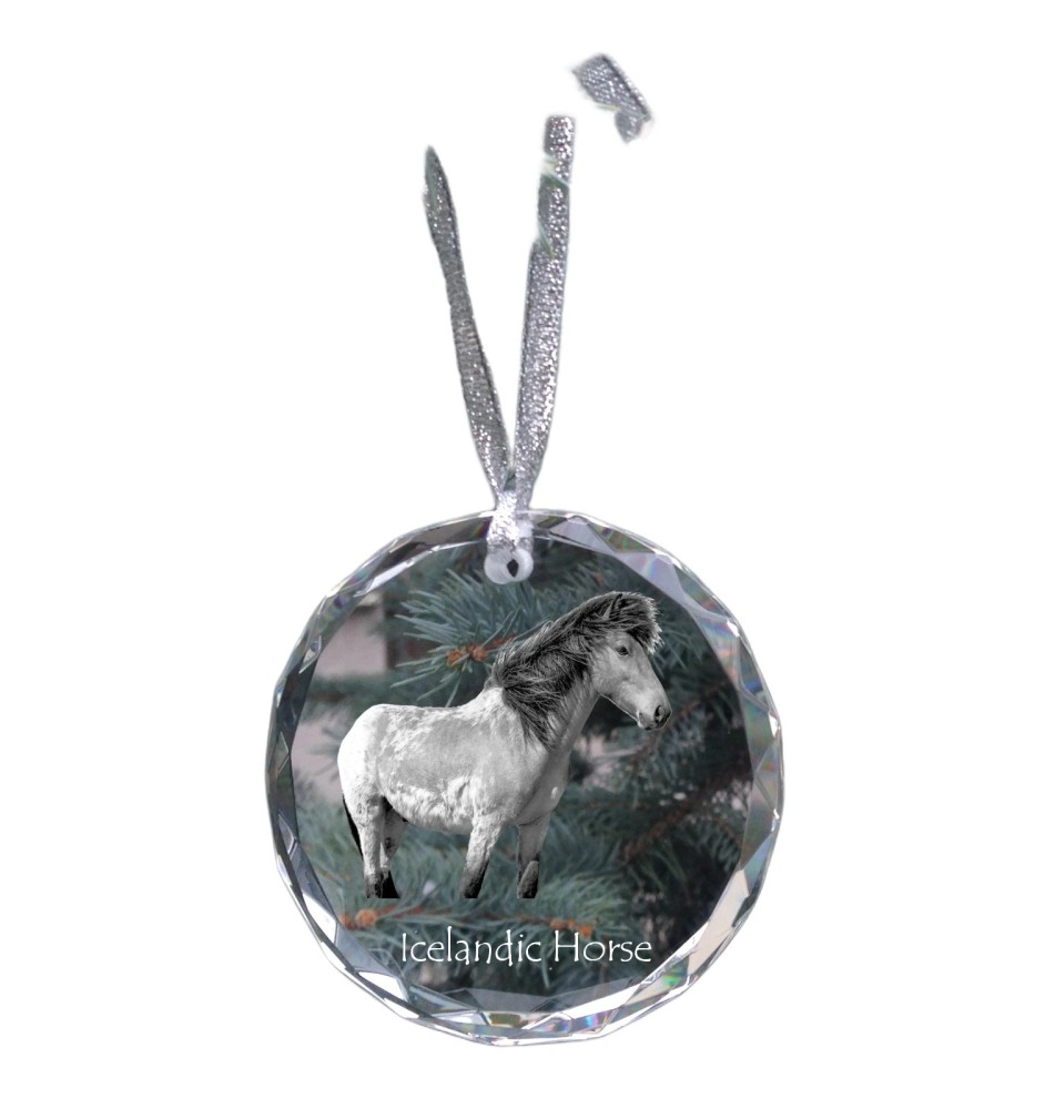 Cheval islandais - boule de Noël en cristal avec une photo, photo de cheval dans le cristal, décoration personnalisée pour sapin de Noël de la marque Art-Dog