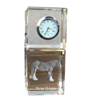 Shire Horse - crystal clock with a photo, photo of a horse in crystal, personalized desk clock by Art-Dog brand