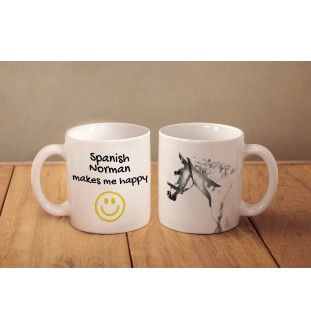 Normand espagnol - tasse avec un cheval, une tasse joyeuse pour les amoureux des chiens, un cadeau personnalisé de la marque Art-Dog