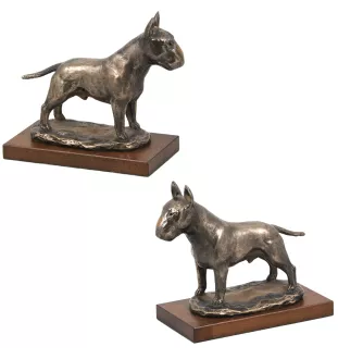 Bull Terrier - statuette de chien, figurine sur un socle blanc, trophée pour exposition de chiens de la marque Art-Dog