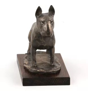 Bull Terrier - statuette de chien, figurine sur un socle blanc, trophée pour exposition de chiens de la marque Art-Dog