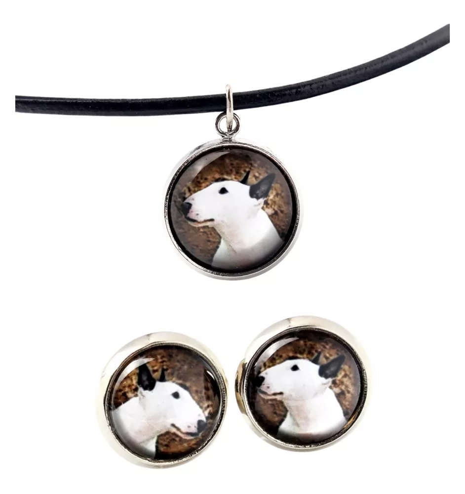 Bull Terrier - boîte à bijoux avec votre photo, ensemble collier et boucles d'oreilles, produits personnalisés de la marque Art-Dog