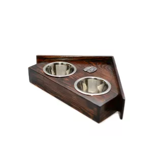 Afghan Hound, Tazi II - wooden stand with bowls for a dog, decorative dog bowls, a gift for adopting a dog from the Art-Dog brand