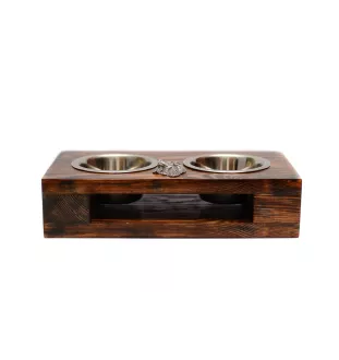 Afghan Hound, Tazi I - wooden stand with bowls for a dog, steel dog bowls, a gift for adopting a dog from the Art-Dog brand