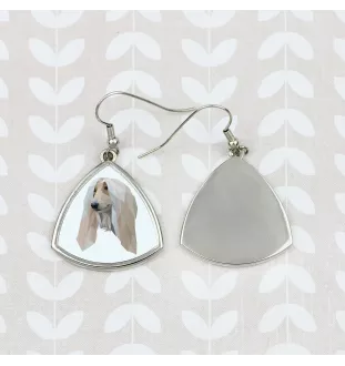 Afghan Hound, Tazi - earrings with a picture and the inscription geometric dog Art-Dog