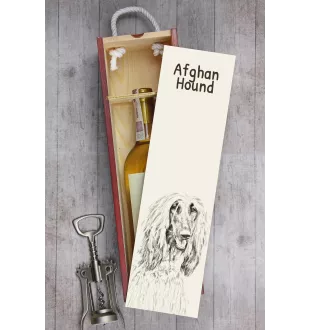 Afghanischer Windhund, Afghane - Weinbox mit Hund, Alkoholbox mit Grafik, personalisierte Geschenkbox der Marke Art-Dog