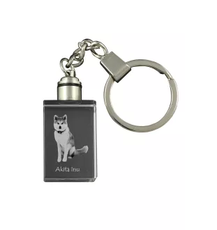 Akita, Akita Inu - Crystal key ring with dog photo, illuminated key ring, unique gift by Art-Dog brand