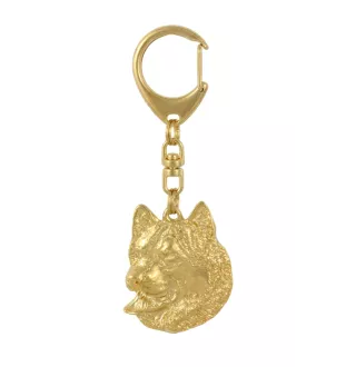 Alaskan Malamute - keychain and necklace with a dog in a box, high-quality gold-plated product, Art-Dog brand