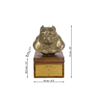 American Bully - urn for dog ashes with a statuette, small urn for a dog, personalized urn with a bust of a dog by Art-Dog brand