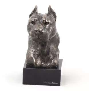 American Staffordshire Terrier, Amstaff, Am staff, Staff I - Statue de chien, buste sur socle en pierre, sculpture, trophée pour exposition canine par la marque Art-Dog