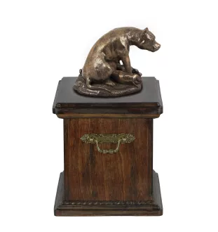 American Staffordshire Terrier, Amstaff I eine Urne für die Asche des Hundes, eine Urne mit einer Statue, eine elegante Urne im klassischen Stil der Marke Art-Dog