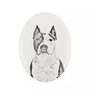 American Staffordshire Terrier, Amstaff - commemorative plaque with a photo of a dog, tombstone with a print, personalized oval plaque from the Art-Dog brand