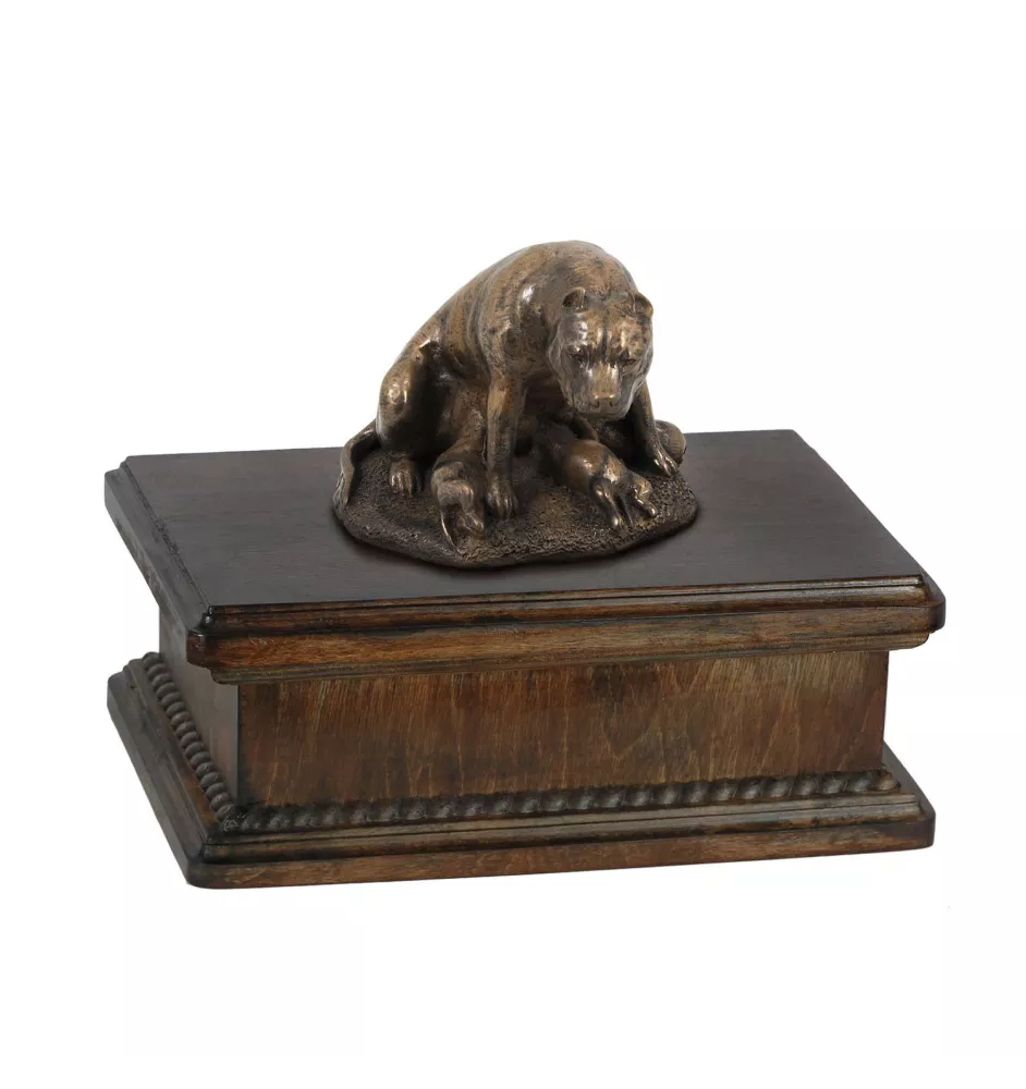 American Staffordshire Terrier, Amstaff I - urn for dog ashes, classic urn with a statuette, elegant urn with a dog by Art-Dog brand