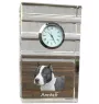 American Staffordshire Terrier, Amstaff - glass clock with a photo, photo of a dog in crystal, personalized standing office clock by Art-Dog brand