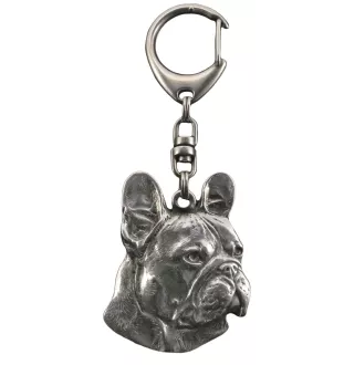 French Bulldog, Frenchie I - Silver-plated key ring with dog, handbag decoration, backpack pendant by Art-Dog brand