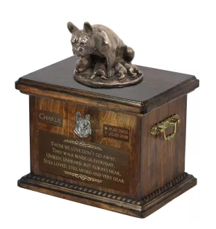 French Bulldog, Frenchie II - urn for dog ashes, urn with a statuette, personalized urn for dog ashes by Art-Dog brand