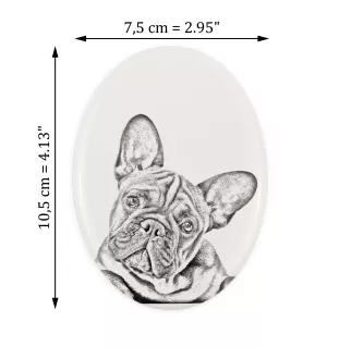 Bouledogue français - une plaque commémorative avec une photo de chien, une plaque funéraire avec une impression, une plaque ovale personnalisée de la marque Art-Dog