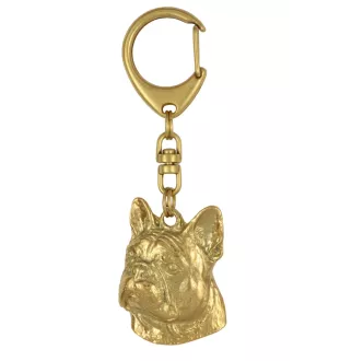 French Bulldog, Frenchie II - keychain and necklace with a dog in a box, high-quality gold-plated product, Art-Dog brand