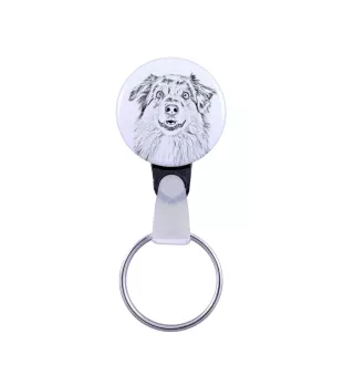 Australian Shepherd - keychain with a dog portrait, pendant with the brand's own Art-Dog graphics