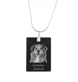 Australian Shepherd - Crystal pendant with dog, silver necklace with photo, personalised pendant by Art-Dog brand