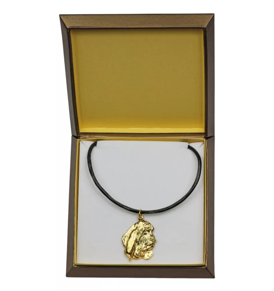 Basset Hound III - Dog necklace in gift box, gold-plated pendant for dog fan, striking jewellery by Art-Dog