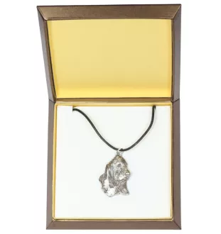 Basset Hound II - Dog necklace in gift box, silver-plated locket for dog fan, striking pendant by Art-Dog brand