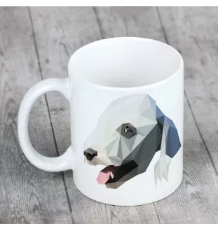 Terrier De Bedlington, Bedlington Terrier - tasse avec une photo et un motif de chien géométrique Art-Dog