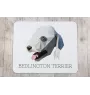 Bedlington Terrier, Rothbury Terrier, Rodbery Terrier - geometric mouse pad with a picture and text by Art-Dog