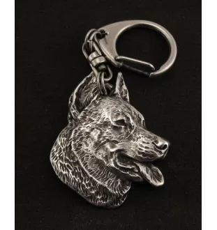 Beauceron, berger de Beauce, berger francais, bas-rouge - Porte-clés argenté avec un chien dans une boîte cadeau, décoration de sac à main, pendentif de sac à dos par la marque Art-Dog