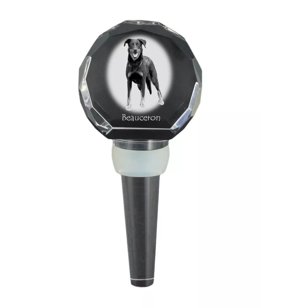 Berger de Beauce, Beauceron, Beauce Sheep Dog - Crystal bottle stopper, unique wine stopper with photo, personalised gift for sommelier by Art-Dog brand