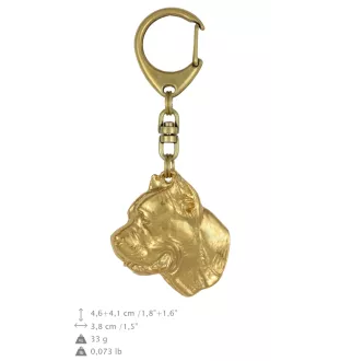 Cane Corso, Italian Cane Corso - keychain and necklace with a dog in a box, high-quality gold-plated product, Art-Dog brand