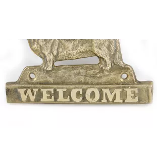 Cardigan Welsh Corgi - une plaque de porte avec un chien, une plaque de bienvenue en laiton, une enseigne exceptionnelle avec l'inscription Welcome de la marque Art-Dog