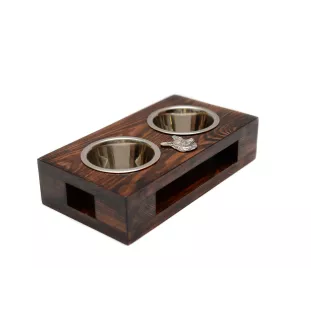 Cardigan Welsh Corgi - wooden stand with bowls for a dog, steel dog bowls, a gift for adopting a dog from the Art-Dog brand