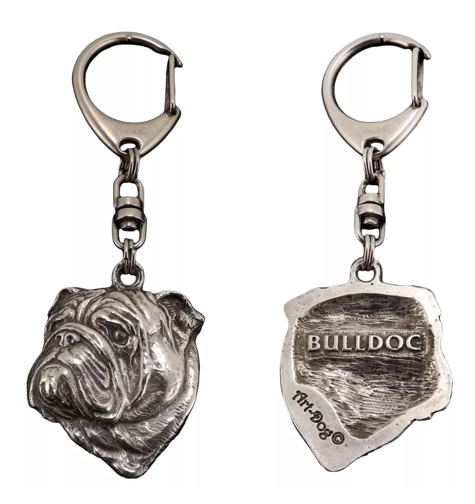 Bulldog, English Bulldog, British Bulldog II - Silver-plated key ring with dog, handbag decoration, backpack pendant by Art-Dog brand