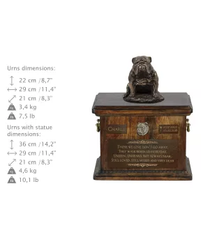 Bulldog IV - urn for dog ashes, urn with a statuette, personalized urn for dog ashes by Art-Dog brand