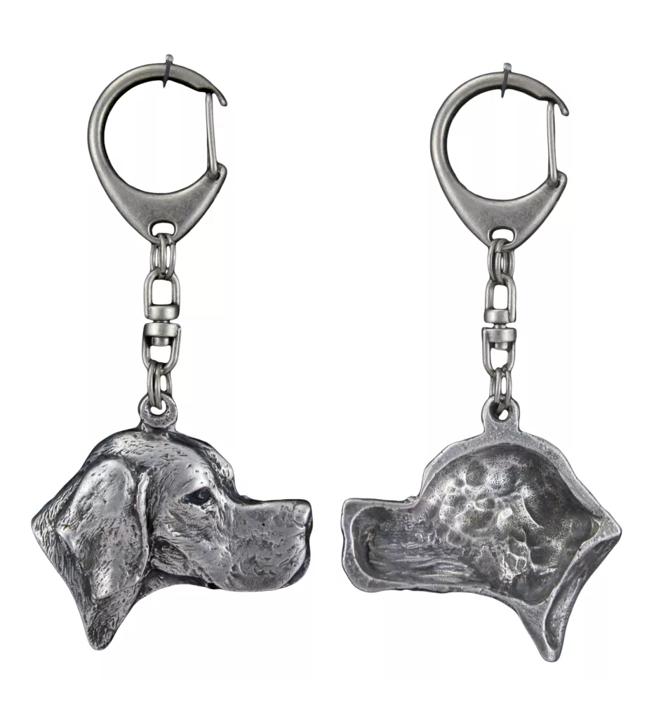 English Pointer - Silver-plated key ring with dog, handbag decoration, backpack pendant by Art-Dog brand