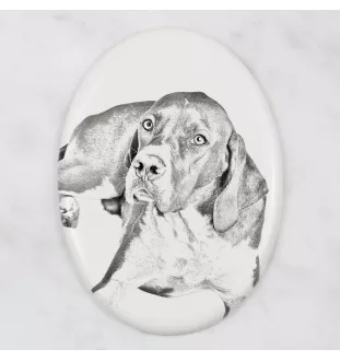 English Pointer I - commemorative plaque with a photo of a dog, tombstone with a print, personalized oval plaque from the Art-Dog brand