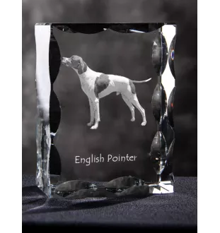 Pointer anglais - cristal avec photo de chien, statuette en verre avec photo, cadre exceptionnel avec photo de la marque Art-Dog