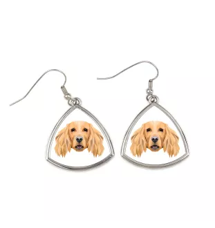 Cocker spaniel anglais - boucles d'oreilles avec une photo et un motif de chien géométrique Art-Dog