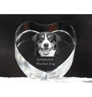 Entlebucher Sennenhund - Hundebild im Kristall, Kristallherz, einzigartiger Bilderrahmen der Marke Art-Dog