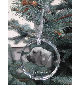 Fila Brasileiro - boule de Noël en cristal avec une photo, photo de chien dans le cristal, décoration personnalisée pour sapin de Noël de la marque Art-Dog