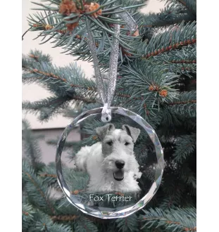 Fox Terrier Wire - crystal bauble with a photo, dog photo in crystal, personalized Christmas tree ornament by Art-Dog brand