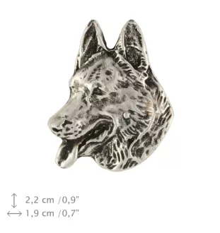 German Shepherd Dog, Alsatian Wolf Dog  - Silver-plated dog brooch, elegant pin, jacket lapel decoration by Art-Dog brand