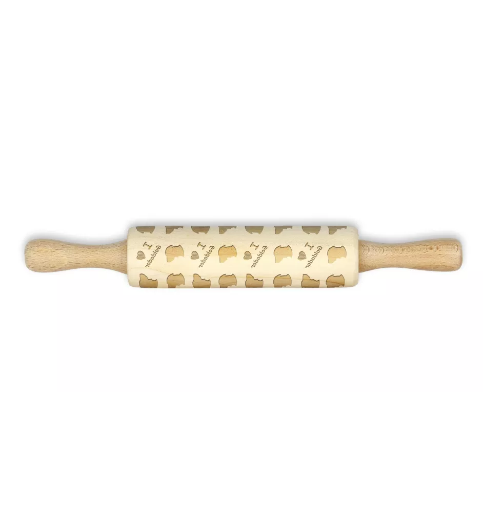 Goldador, Golden Retriever Lab Mix - small rolling pin with a dog pattern, a rolling pin for children's dough, decorating ceramic clay by Art-Dog brand