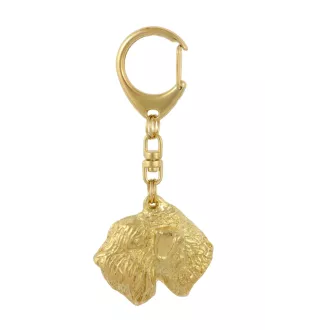 Soft-coated Wheatan Terrier  - keychain and necklace with a dog in a box, high-quality gold-plated product, Art-Dog brand