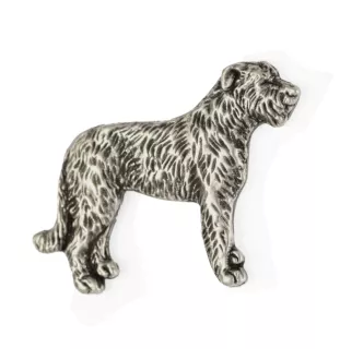 Lévrier irlandais, Irish wolfhound I  - Broche chien argentée, épingle élégante, décoration de revers de veste par la marque Art-Dog