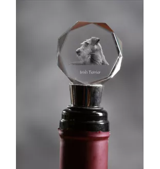 Irish Terrier, Irish Red Terrier, Brocaire Rua - Bottle stopper, crystal wine stopper with photo, personalised gift for bartender by Art-Dog brand