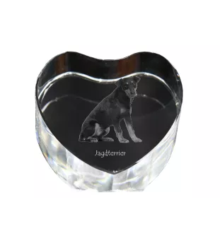 Jagdterrier - a photo of a dog in crystal, crystal heart, unique photo frame from the Art-Dog brand